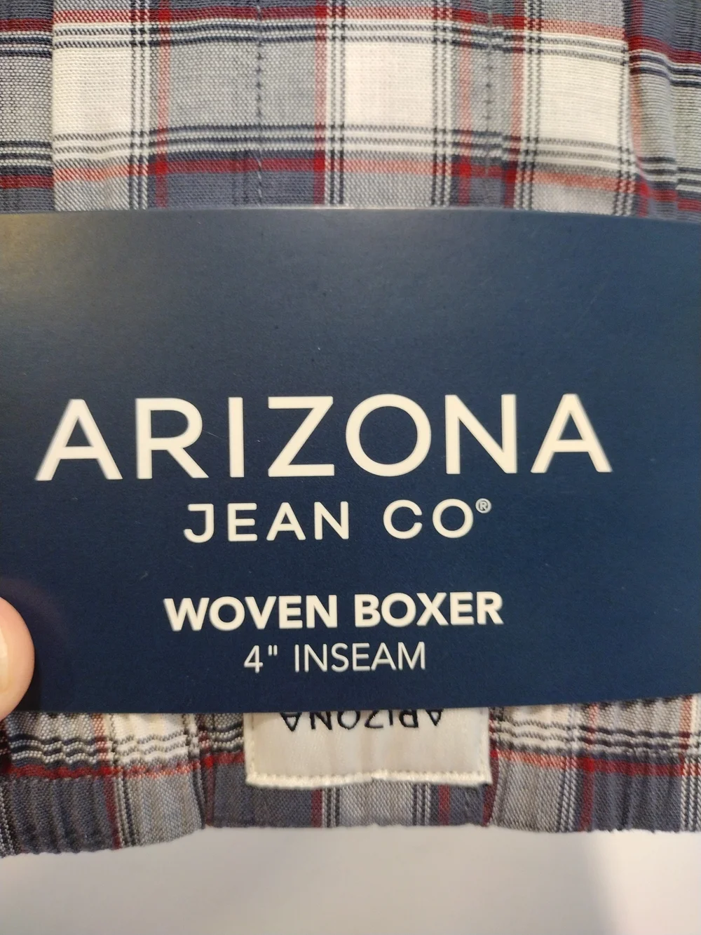 Arizona Jean Company Red, Navy & White Plaid Woven Boxer